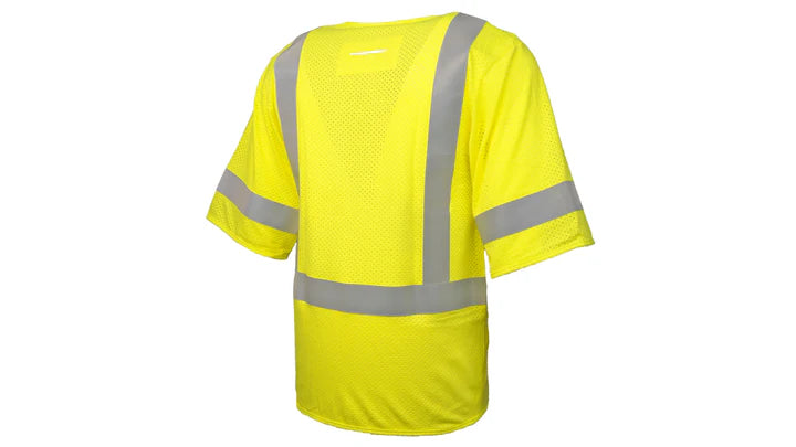 Class 3 Hi-Vis Lime Modacrylic Mesh Vest, 2" FR Silver Reflective, D-Ring Slot, Zipper Front Closure