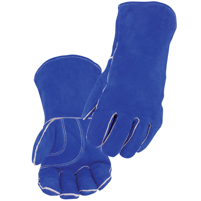 Split Cowhide Stick Glove w/Palm Guard, Blue