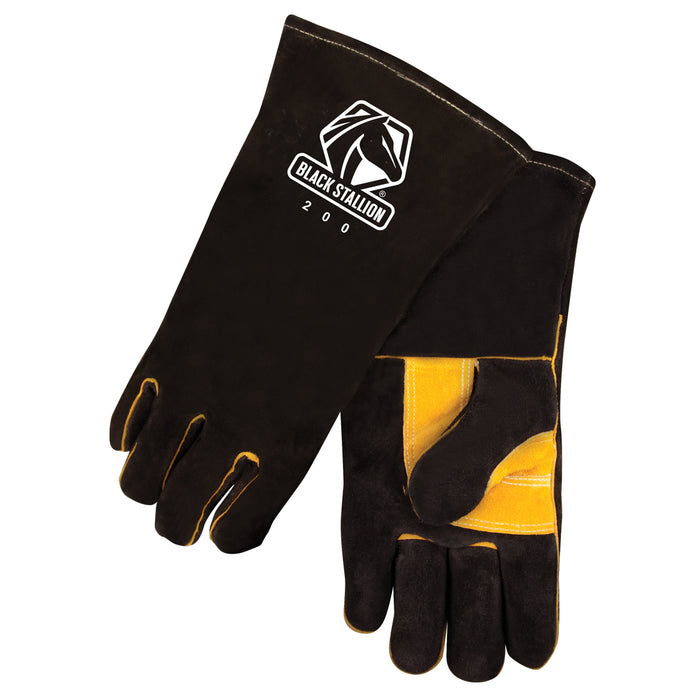 Side Split Cowhide Stick Glove w/CushionCore™ Liner, Black