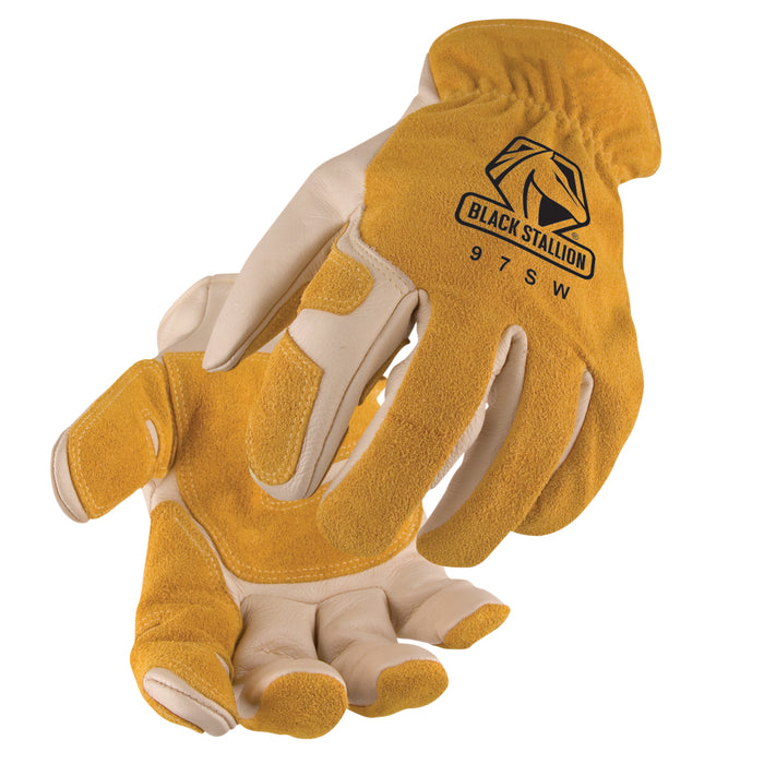 Versatile Grain Cowhide Palm Drivers Glove with Reinforced Palm