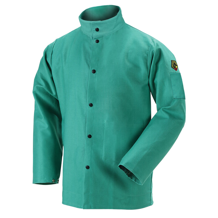 Flame-Resistant Cotton Welding Jacket, 12 oz., 6 Convenient Snap Buttons, 36" Length