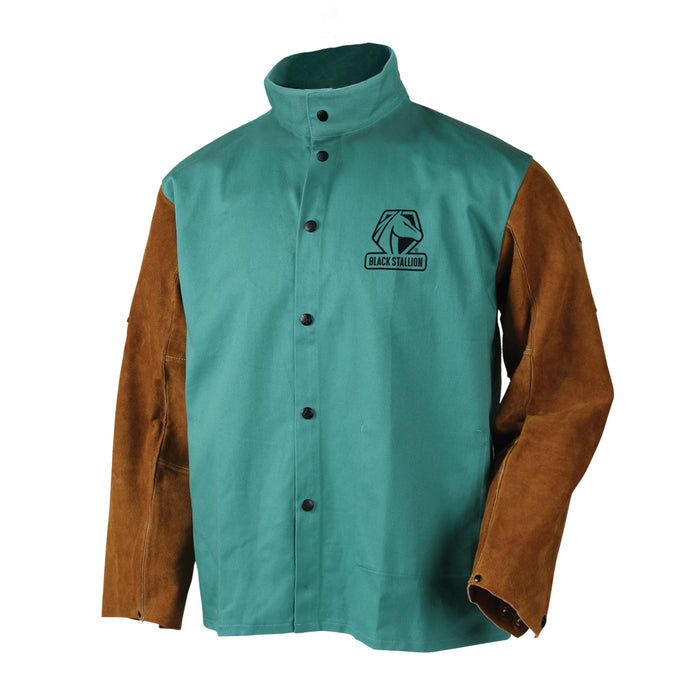 9 oz.FR Cotton & Cowhide Hybrid Welding Jacket, Green