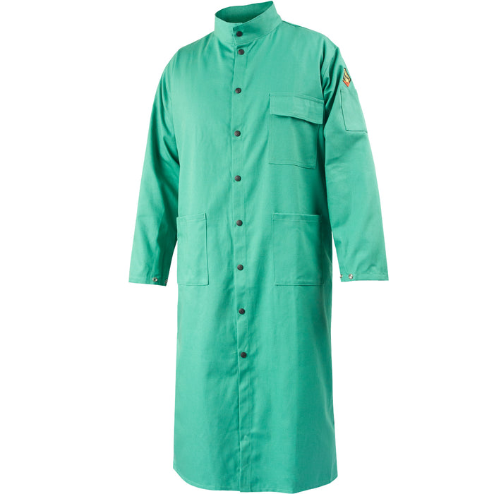 9 oz. Flame Resistant Cotton Shop Coat, Green, 50"