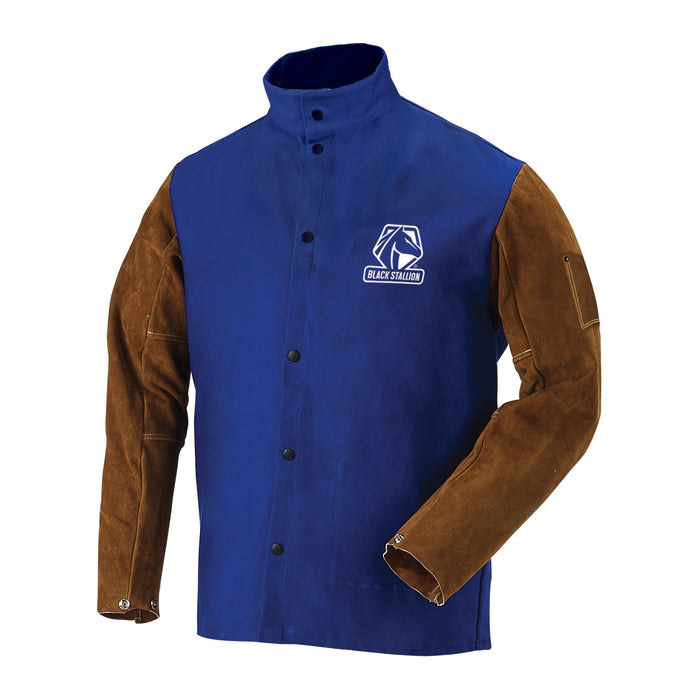 9 oz/ FR Cotton & Cowhide Hybrid Welding Jacket, Royal Blue