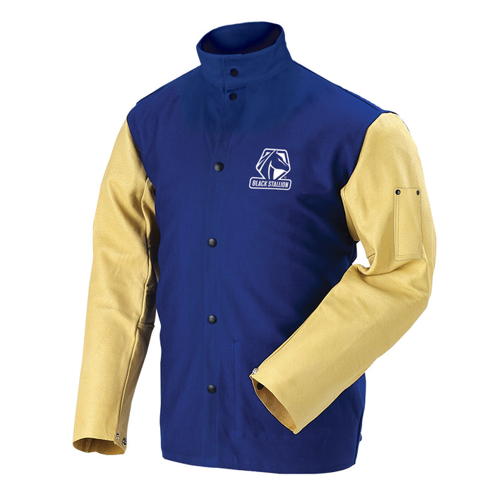 9 oz. FR Cotton & Grain Pigskin Hybrid Welding Jacket, Royal Blue