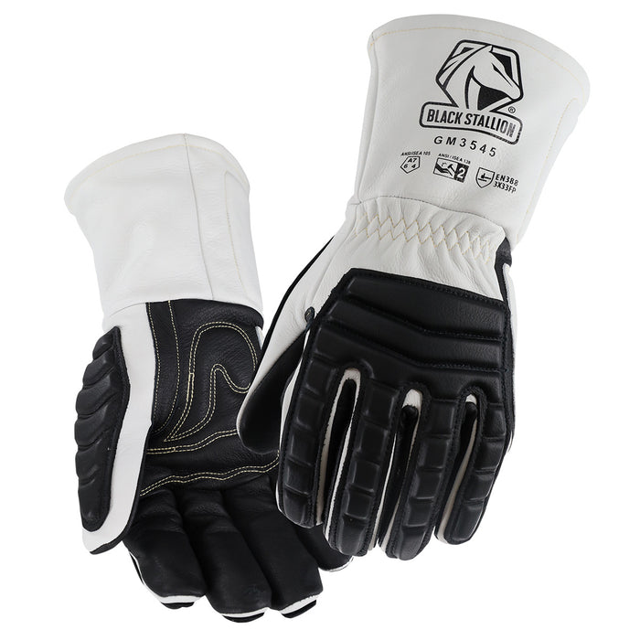 Pigskin & Cowhide MIG Glove w/TPR Pads on Back of Hand & Fingers, 7NSI/ISEA Cut Level 7