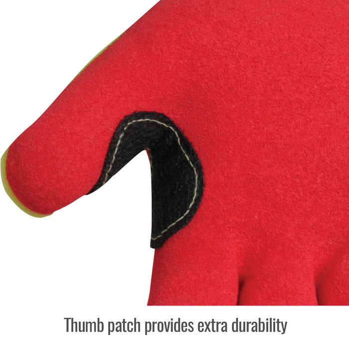 AccuFlex™ 13g HPPE Hi-Vis Lime, Red Sandy Nitrile, TPR Backing, ANSI/ISEA 105 Cut Level A6