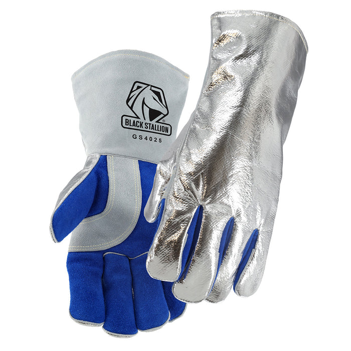 14" Aluminized Pre-Oxidized Aramid & Split Cowhide Stick Glove