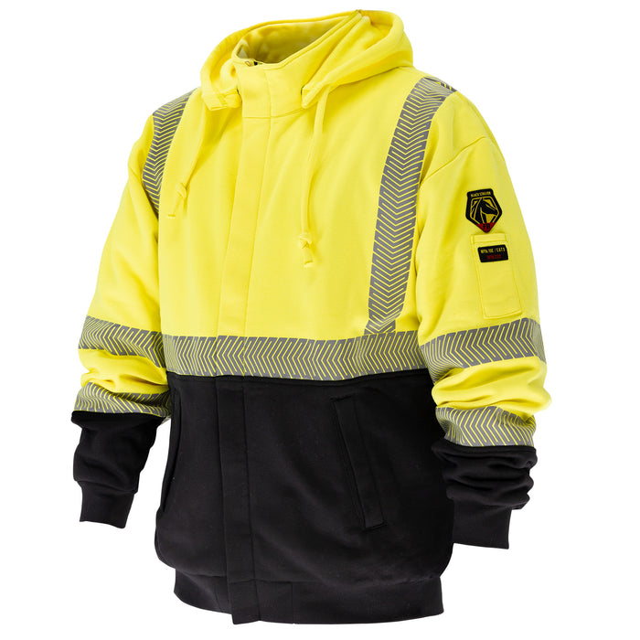 12 oz. Class 3 Hi-Vis AR/FR Cotton Full-Zip Hooded Sweatshirt