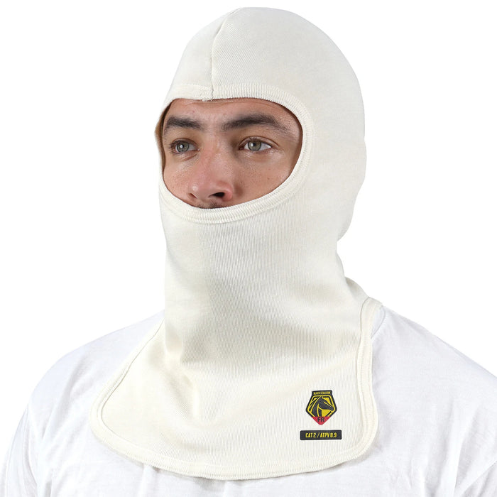 Double Layer Heavy-Duty Meta-Aramid / FR Viscose Knit Balaclava with Front and Back Drapes, Universal