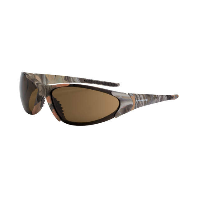 Crossfire Core Premium Safety Eyewear, Woodland Brown Camo Frame, High Definition Brown Lens