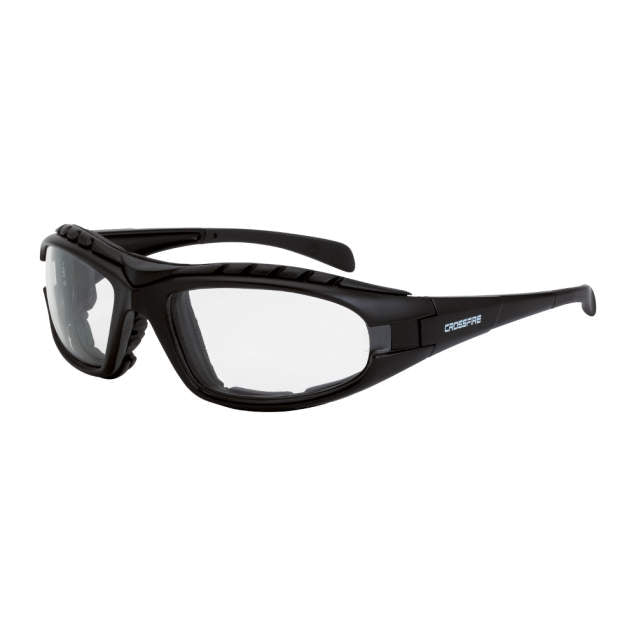 Crossfire Diamondback Foam Lined Safety Eyewear, Black Frame, Anti-Fog Lens
