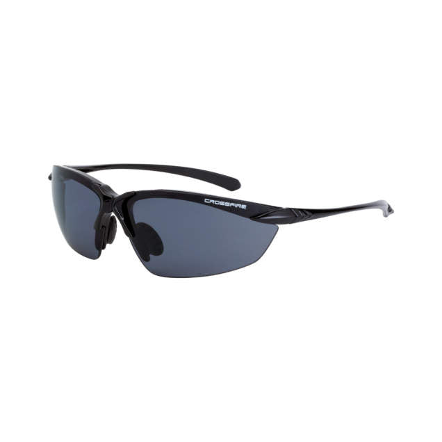 Crossfire Sniper Premium Safety Eyewear, Shiny Black Frame, Polarized Smoke Lens