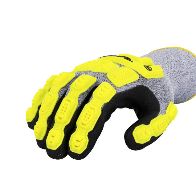 Radians Cold Weather Glove, Black Micro Niltrile Palm, 7g Acrylic Terry Liner, Hi Vis TPR Overlays on The Back, ANSI/ISEA 105 Cut Level A4