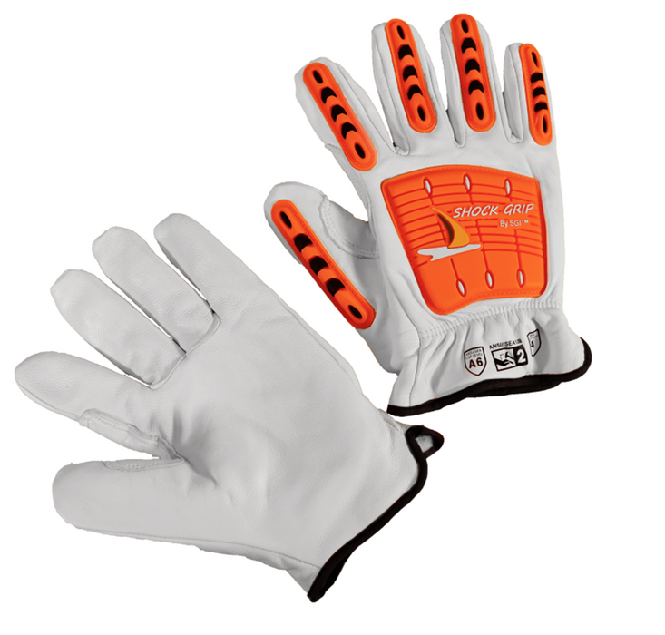 Shock Grip Goatskin Drivers, TPR Impact Back, ANSI/ISEA 105 Cut Level A6