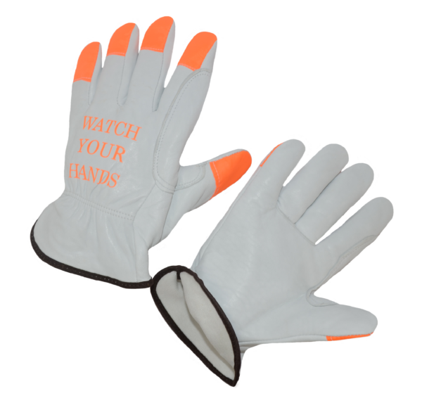 Goatskin Grain Drivers, Orange Fingertips, ANSI/ISEA 105 Cut Level A5