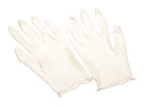 Inspectors Glove, Medium Weight Cotton Lisle, Bleached White, Hemmed Edge