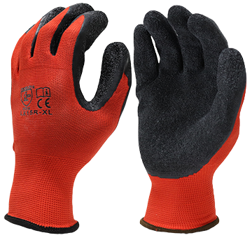 15g Red Nylon Shell, Black Crinkle Grip Palm & Fingers