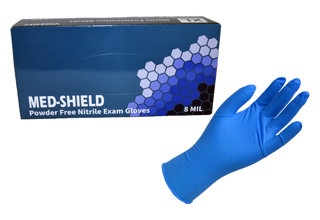 Medical Grade Blue Nitrile, 8Mil.,  Powder Free