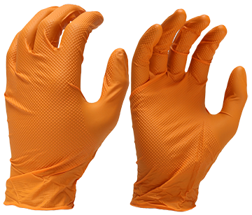 8 Mil Orange Nitrile, Diamond Texture Grip, Powder Free