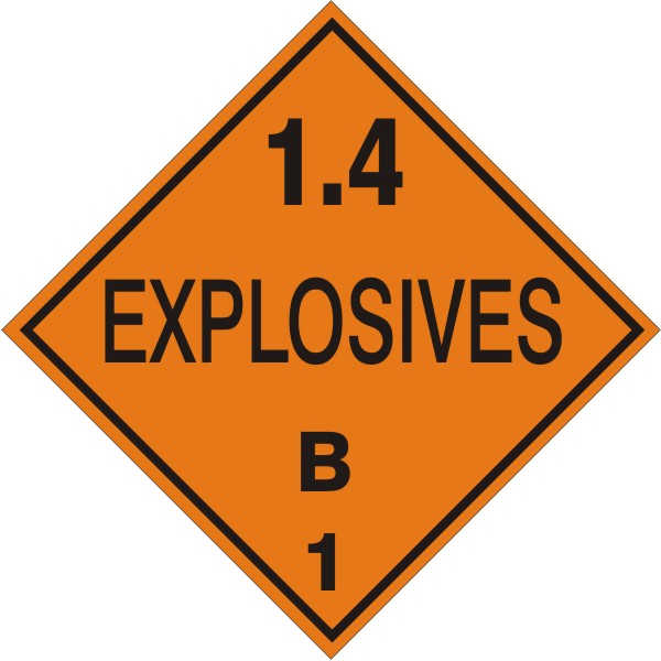 1.4 Explosives B - Class 1 DOT Placard — Safety & Packaging Sales