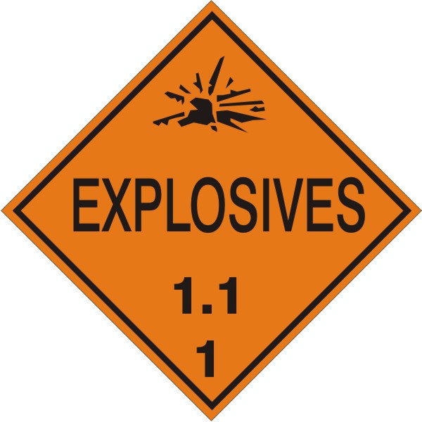 Explosives 1.1 - Class 1 DOT Placard