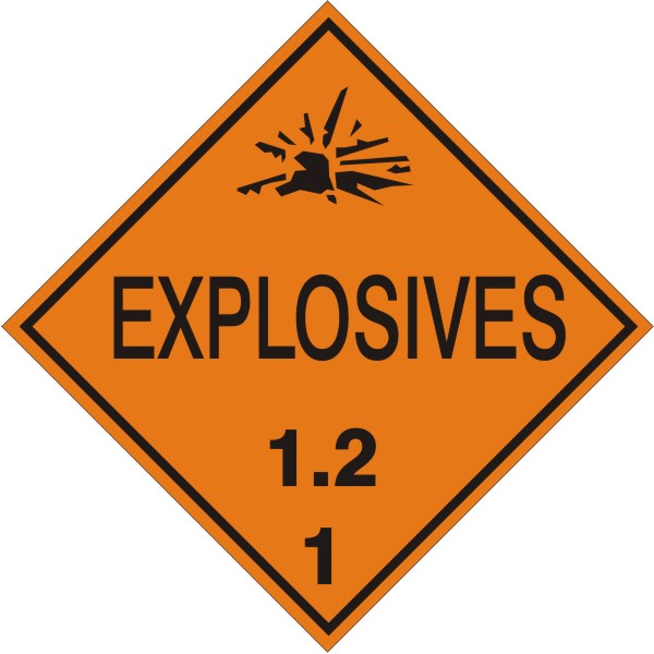 Explosives 1.2 - Class 1 DOT Placard