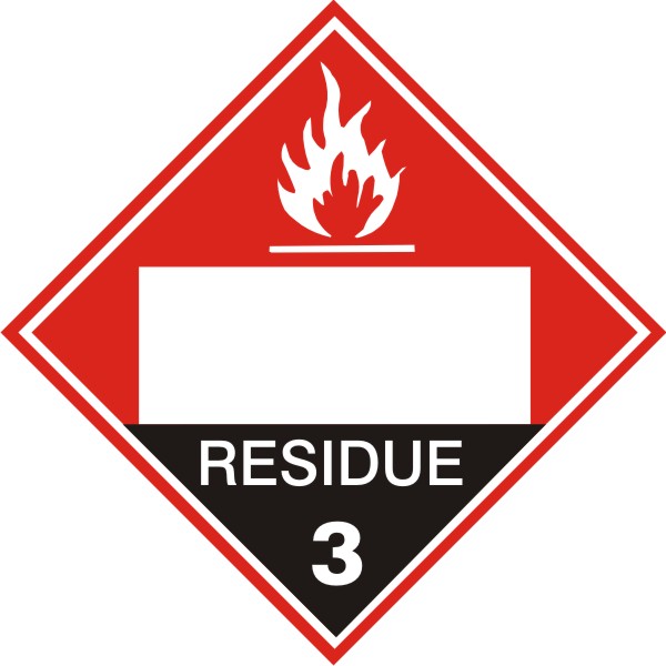 Combustible Residue - Blank Box - Class 3 Placard