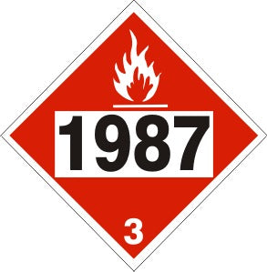 1987 Alcohol, Denatured Alcohol - Class 3 Placard — Safety & Packaging ...