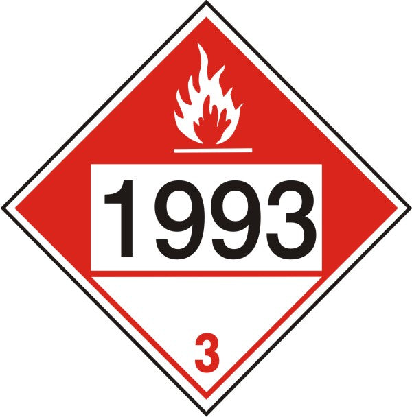 1993 Combustible Liquid With White Triangle - Class 3 Placard