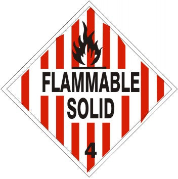Flammable Solid With Vertical Red Stripes  - Class 4 Placard