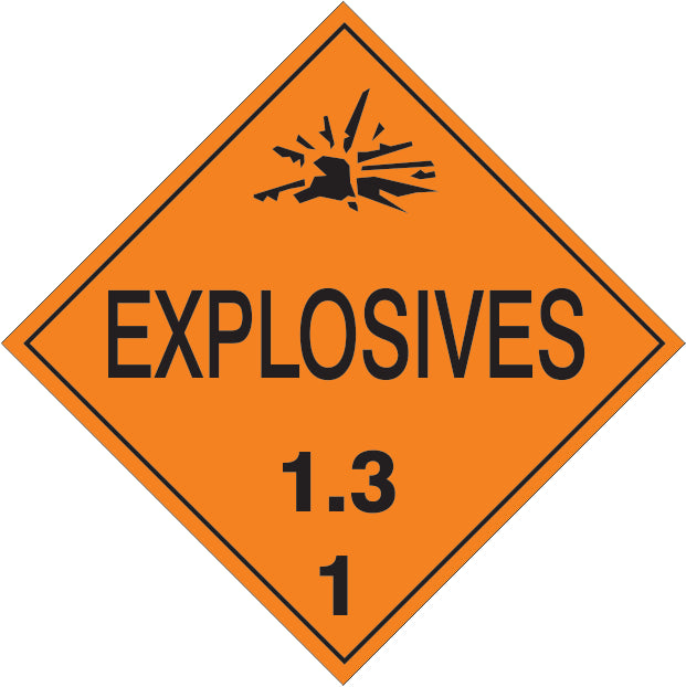 Explosives 1.3 - Class 1 DOT Placard
