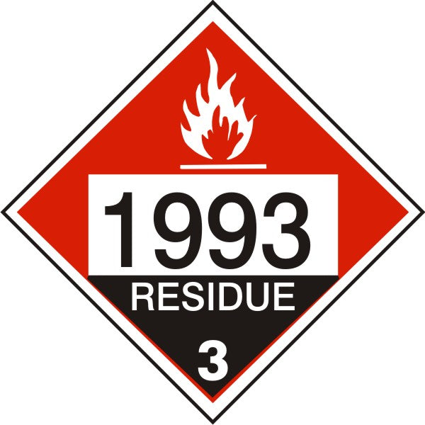 1993 Combustible Liquid Residue - Class 3 Placard