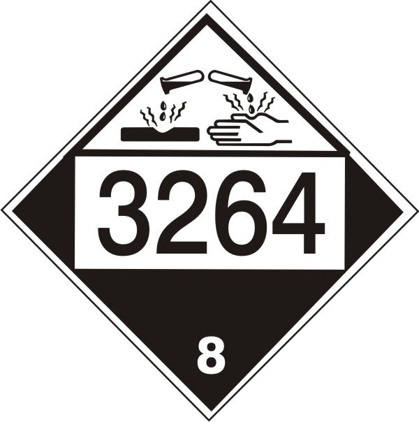 3264 Corrosive Liquid, Acidic, Inorganic - Class 8 Placard