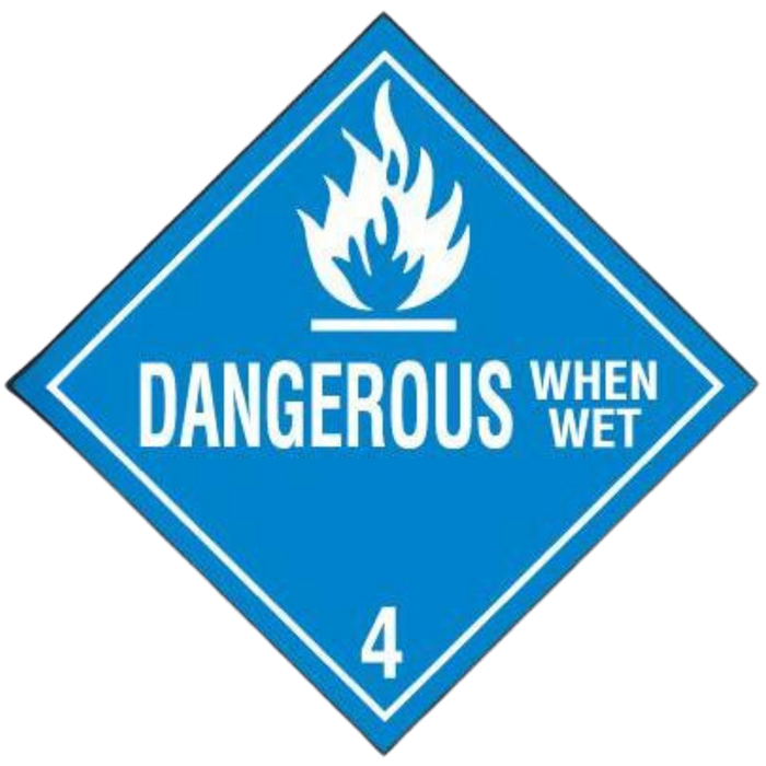 Dangerous When Wet  - Class 4 Placard