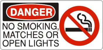 Danger No Smoking, Matched Or Open Lights