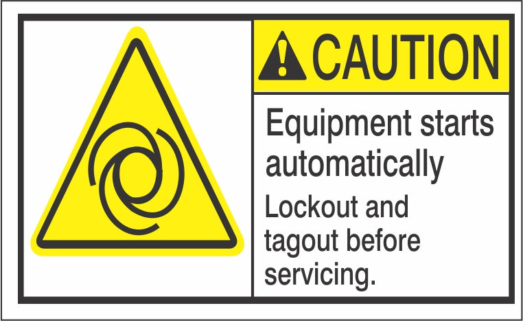 ANSI Header Equipment Starts Automatically. Lockout and Tagout Before Servicing