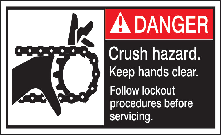 ANSI Header Crush Hazard. Keep Hand Clear. Follow Lockout Procedures Before Servicing