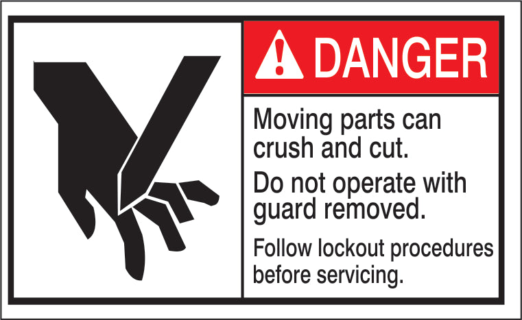 ANSI Header Moving Parts Can Crush and Cut Do Not Operate With Guard Removed