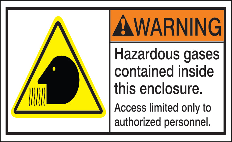 ANSI Header Hazardous Gases Contained Inside This Enclosure. Access Limited