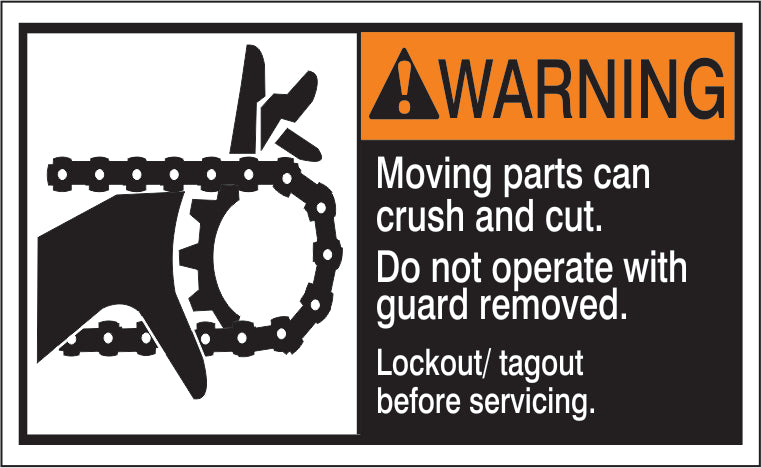 ANSI Header Moving Parts Can Crush and Cut Do Not Operate With Guard Removed