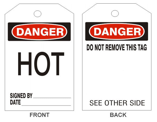 6" x 3" Danger Hot Tags- Back Option 1