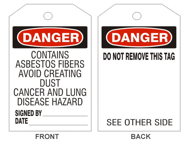 6" x 3" Danger Contains Asbestos Fiber Tags