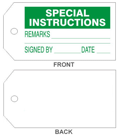 6" x 3" Special Instructions Tags