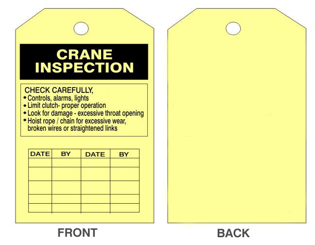 6" x 3" Crane Inspection Tags