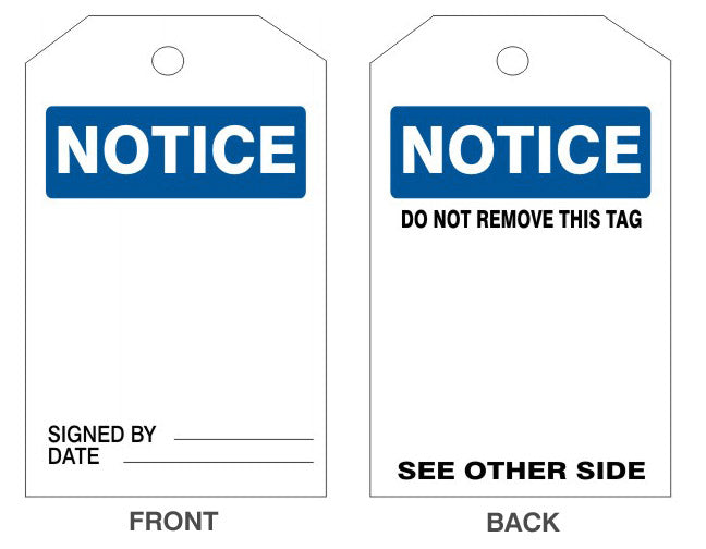 6" x 3" Notice Tags