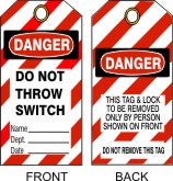 6" x 3" Danger Do Not Throw Switch Tags