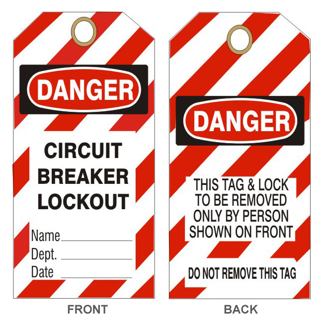 6" x 3" Danger Circuit Breaker Lockout Tags