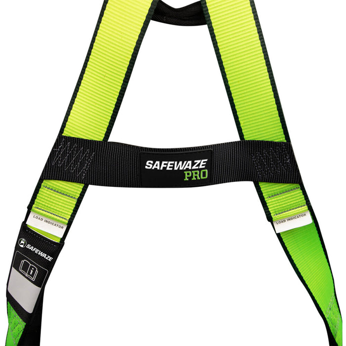 PRO Full Body Harness: Dorsal D-ring, Side Positioning D-rings, Front D-ring, Mating Buckle Chest, Tongue Buckle Legs
