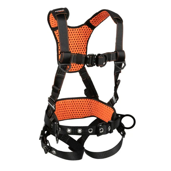 V-Select Construction Harness: Dorsal D-Ring, Side Positioning D-Rings, Quick-Connect Chest, Front D-Ring, Tongue Buckle Legs